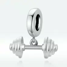 WOSTU 1 Pièce Pendentif De Sport De Football De Basket-ball De Tennis De Volleyball De Série D'été En Argent Sterling Authentique 925 Perles De Sport De Boxe Haltère De Forme Physique À La Mode Pour Les Femmes, La Fabrication De Bijoux Fins