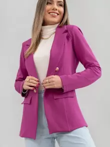 Women Blazers - Rose Red - View 1