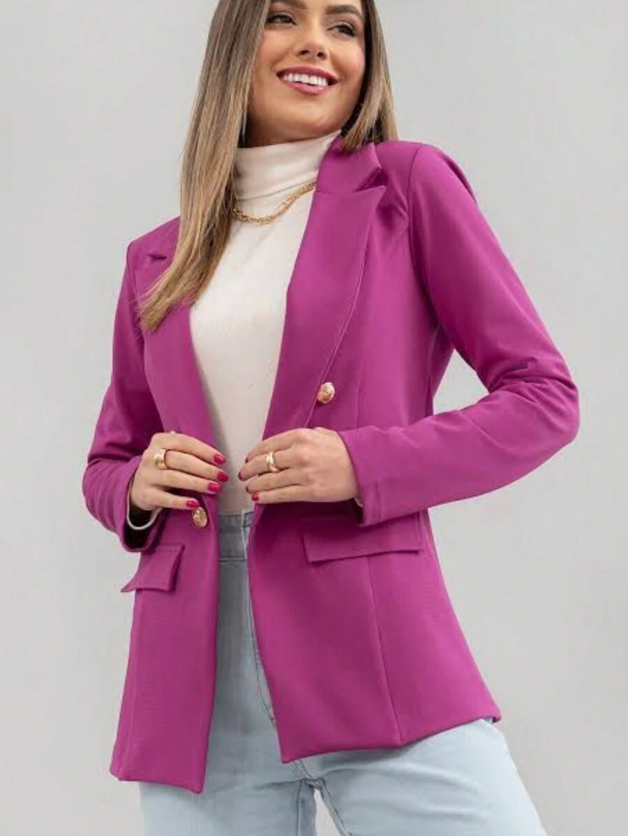 Women Blazers - Rose Red - View 1