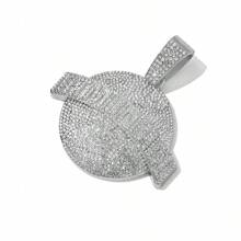 1pc Hip-Hop Style Alloy Circle Pendant Necklace With Letter & Rhinestone Detail, Unique Personalized Link Jewelry Accessory For Nightclub Party - Hip Hop Pendant - View 16