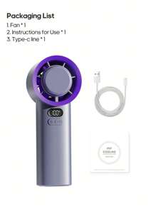 kinscoter 1 Peça Ventilador Manual Elétrico Portátil Recarregável de 3600mAh, Cooler de Ar para Camping e Viagens, Até 100 Velocidades de Vento, Ajustável, Ventilador Pessoal Portátil e Resfriamento