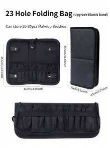 1pc Large Capacity 40-Slot Foldable Makeup Brush Holder, High-End Bookpage Design Black Makeup Brush Storage Bag - Black - View 10
