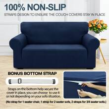 YSTYLE Stretch Sofa Cover 1/2/3/4 Seater, Sofa Cover Non-Slip With Armrest, Elastic Couch Cover Jacquard, Universal Sofa Cover Modern, Sofa Cover Dog Cat For Living Room - Navy Blue - View 5