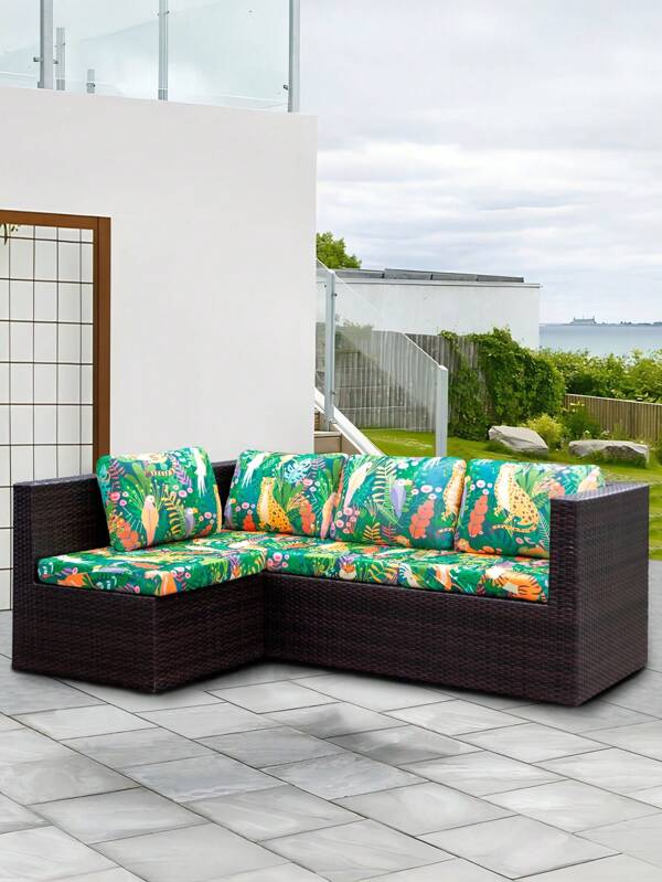 1pc Printed Outdoor Sofa Cover, Leopard Jungle Print Half-Seated Sofa Cushion Cover, Removable & Washable Country Style Patio, Terrace, Garden Sofa Cover