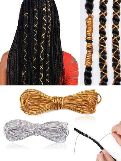 1 PC 2024 Top-Rated Hip Hop Punk Elastic Rope Braids Braid Hair Gold String For Hair Gold Sliver Hair Wire For Braids, Y2K Gold Dreadlock Braids Hair Accessories, Shimmer Stretchable African Braid Braided Elastic Cord Ornament, Suitable For Nightclub Party Dancing,Music Festival,Beach Vacation Gold Head Piece Carnival Head Jewelry Hair Chain Head Pieces Jewelry Hair Vine Chain, School Stuff, Jewellery For Women, Wedding