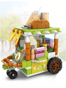 1入組街景建築模型/微小型微粒建築積木玩具,創意有趣的臭豆腐車/章魚小丸子車/冰淇淋車/新鮮果汁車/烤栗子車/熱狗面包車/串燒車/甜點車結構拼圖裝配,學習益智遊戲 - 彩色 - 查看 26