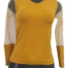 Blouse With Long Sleeves Transparency Stretch Look - Ginger - View 2