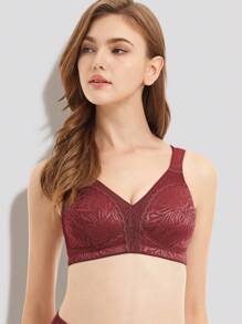Deyllo 大码女士舒适塑形文胸，无钢圈，无衬垫 - 酒紅色 - 查看 6