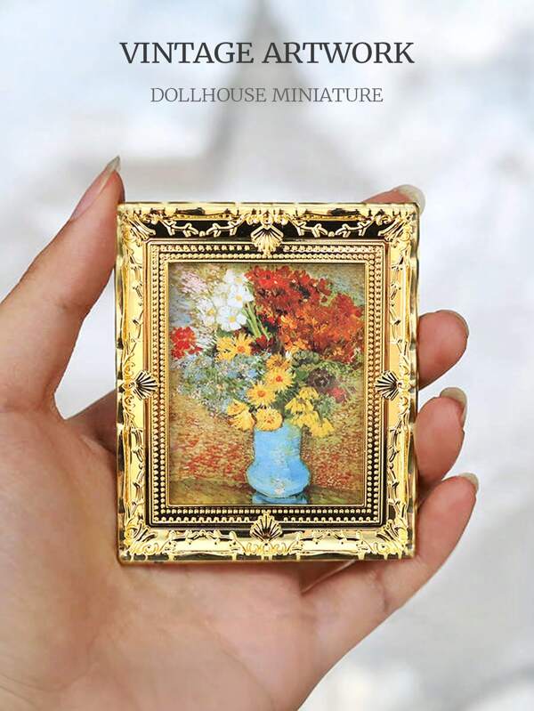 1pc Miniature Dollhouse Wall Painting Frame, 1:12 Scale Vintage Palace-Style Decor Accessories (Partially Random),Miniature,Miniature Things,Dollhouse Miniatures,Vintage Wall Decor,Dollhouse Miniature,Miniature Decor