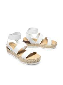 Women's Wedges Sandals Open Toe Ankle Strap Espadrilles Dressy Platform Sandals Buckle Ankle Strap Stylish Valentine's Day Summer Sandals - trắng - Xem 5