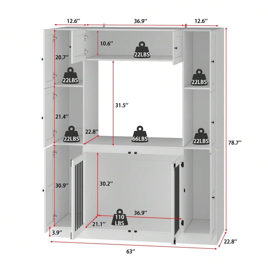 Large Dog Crate Furniture, 78.7" Tall Indoor Heavy Duty Dog Kennel