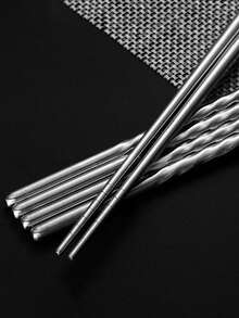 1 Pair Extra Long Stainless Steel Frying Chopsticks, Chinese Cooking Utensils For Home Use - Silver - View 5