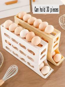 1pc Egg Storage Box Egg Holder For Refrigerator Side Door (30 Eggs Capacity) - White - View 2
