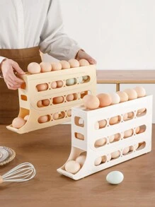 1pc Egg Storage Box Egg Holder For Refrigerator Side Door (30 Eggs Capacity) - White - View 6