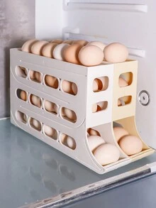 1pc Egg Storage Box Egg Holder For Refrigerator Side Door (30 Eggs Capacity) - White - View 4