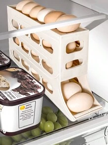 1pc Egg Storage Box Egg Holder For Refrigerator Side Door (30 Eggs Capacity) - White - View 8
