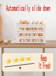 1pc Egg Storage Box Egg Holder For Refrigerator Side Door (30 Eggs Capacity) - White - View 7