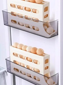 1pc Egg Storage Box Egg Holder For Refrigerator Side Door (30 Eggs Capacity) - White - View 5
