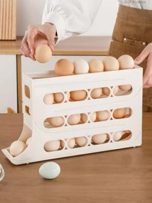 1pc Egg Storage Box Egg Holder For Refrigerator Side Door (30 Eggs Capacity) - White - View 3