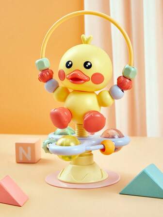1 件婴儿高脚椅吸盘旋转玩具，黄色小鸭图案，早期教育精细运动技能配件，图案、颜色、尺寸和包装随机