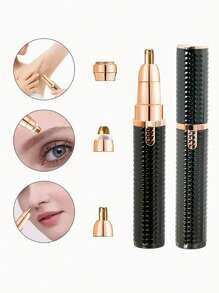 3合1口紅造型剃刀，電動除毛修眉器，USB充電式全身脫毛器，適用於女性面部、眉毛、鼻毛、腋毛脫毛，送給女性的禮物 - 黑色 - 查看 1