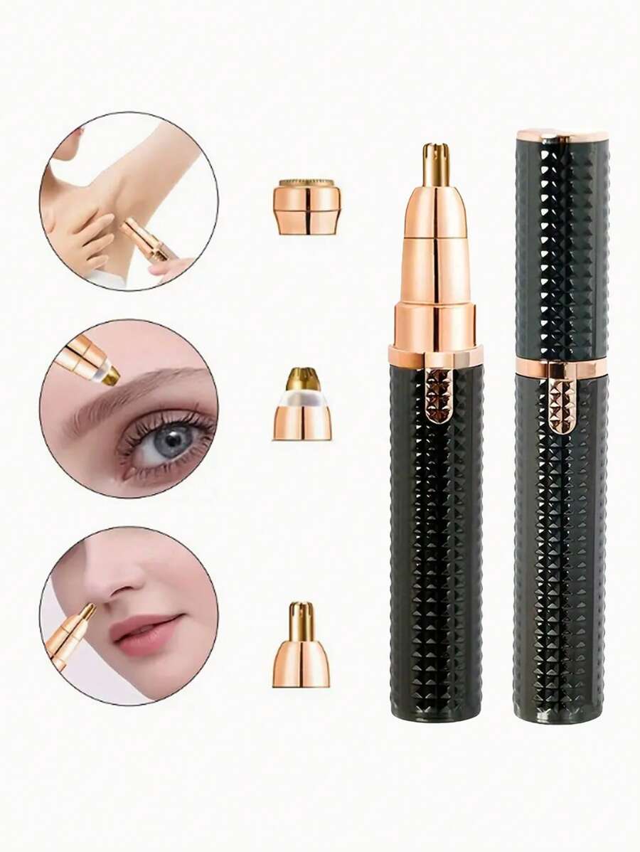 3合1口紅造型剃刀，電動除毛修眉器，USB充電式全身脫毛器，適用於女性面部、眉毛、鼻毛、腋毛脫毛，送給女性的禮物 - 黑色 - 查看 1