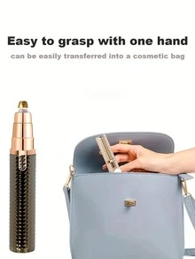 3合1口紅造型剃刀，電動除毛修眉器，USB充電式全身脫毛器，適用於女性面部、眉毛、鼻毛、腋毛脫毛，送給女性的禮物 - 黑色 - 查看 5