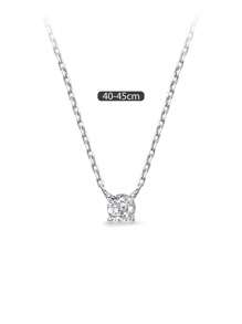 ELSEDES 1pc Classic Style S925 Silver Pendant With Shiny Gemstone, Simple & Elegant Necklace For Women's Everyday Outfit Or Office Wear - Silver - View 6
