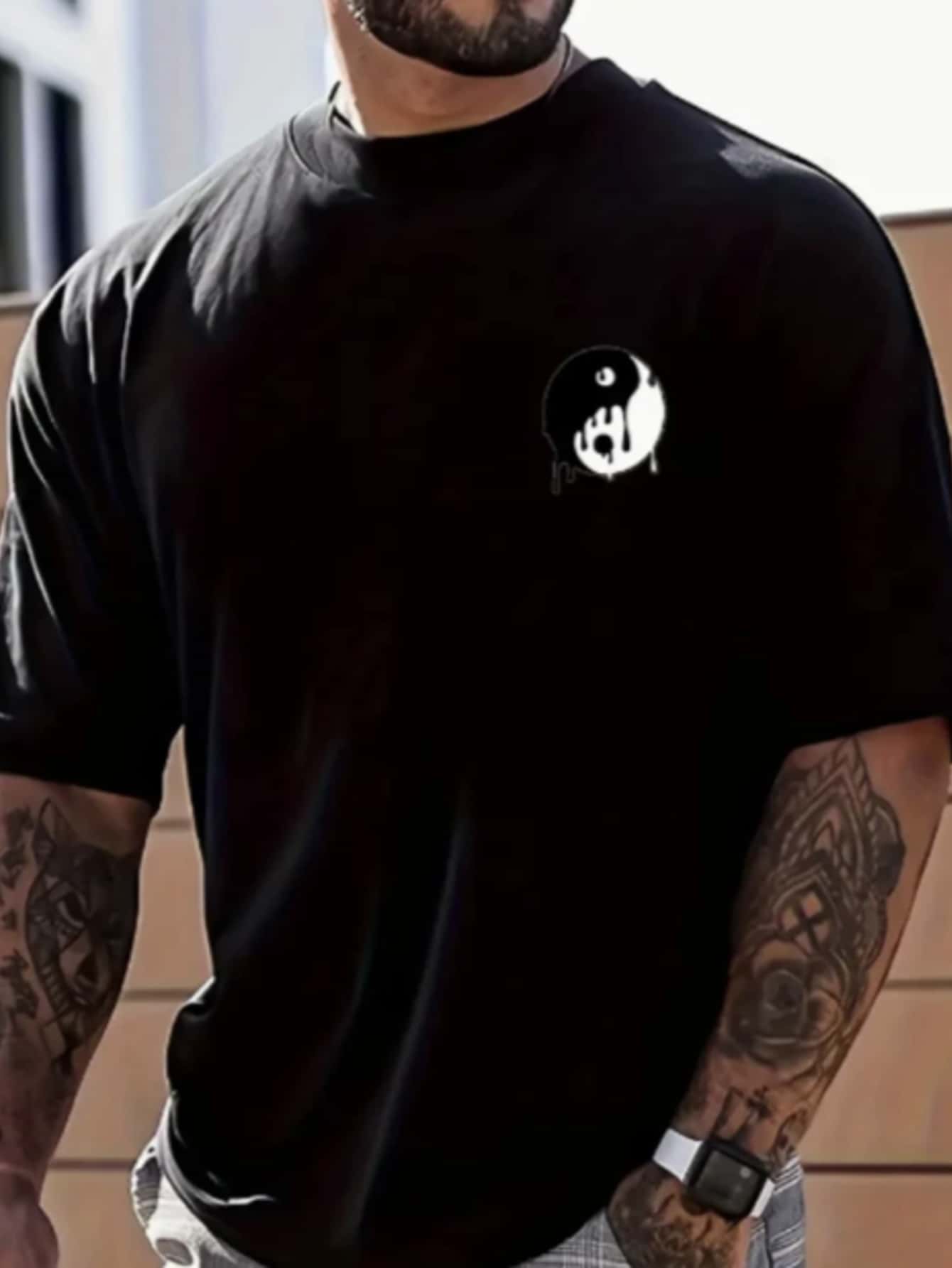 Camiseta Masculina simbolo Estampada T-shirt style camisa streetwear - Preto - Visão 1