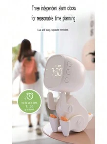 Pink Dinosaur Shaped Fun Alarm Clock With Multiple Functions+ 6 Alarm Tones+ Sound Control Time Reporting+ Indoor Temperature Display+ Sleep Assistant+ Ideal Gift For Girls - Green - View 5