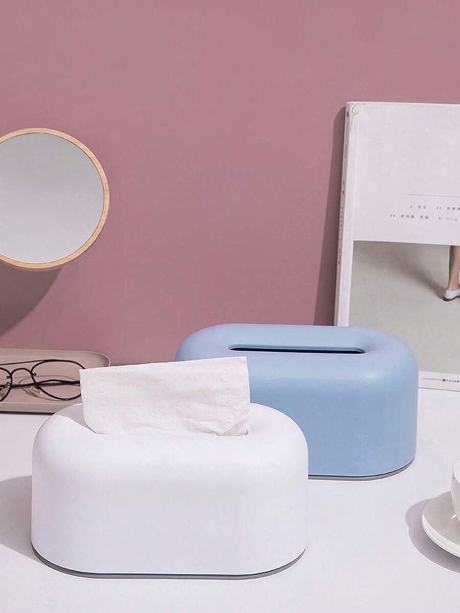 1入創意裝飾面紙盒，家用手帕盒，可愛的廁所、廚房、客廳和臥室面紙盒 - 白色 - 查看 1