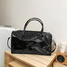 1入組透明色防水PVC(聚氯乙烯)旅行袋、行李袋、手提袋，具有大容量、輕便、抗刮、耐磨等特點，適用於旅行、野營、戶外、通勤，節日必備，夏天適用，休閒、可愛、時尚、街頭風格，有白色或黑色，適合男女生、學生、年輕人使用，具有雙手柄。 - 黑色 - 查看 4