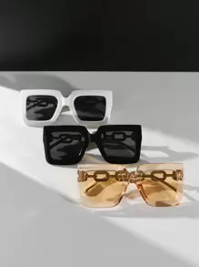Juego de 5 piezas/3 piezas/1 pieza Gafas con montura cuadrada multicolor para mujer, elegantes y sencillas, accesorios de moda personalizados para uso diario, ir al trabajo, vacaciones y playa - Multicolor - Ver 17