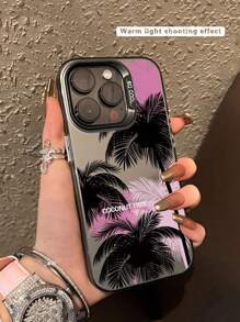 1pc Fashionable Palm Tree Anti-Fall Phone Case, Compatible With Apple And Samsung Devices