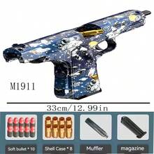 1set, 2024 New Arrival, M1911 Shell Ejection Soft Bullet Gun Toy, Realistic Ejection Experience, Automatic Ejection, Spaceman Skin, Cool Appearance, Long Range, Enhanced Version - Blue - View 3