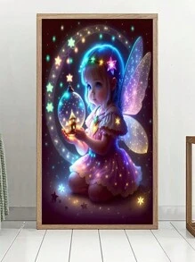 5d Diy鑽石繪畫套裝（不含框架）,1入組11.8x15.7英寸多彩女性圖案鑲嵌樹脂鑽石,鑽石繪畫套裝 - 彩色 - 查看 4