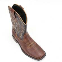 Botas de moda retro bordadas de alta cima para hombre estilo desierto occidental - Marrón 1 - Ver 6