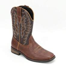 Botas de moda retro bordadas de alta cima para hombre estilo desierto occidental - Marrón 1 - Ver 3