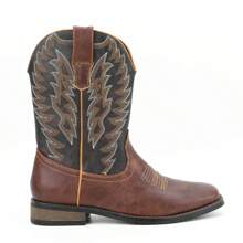 Botas de moda retro bordadas de alta cima para hombre estilo desierto occidental - Marrón 1 - Ver 2