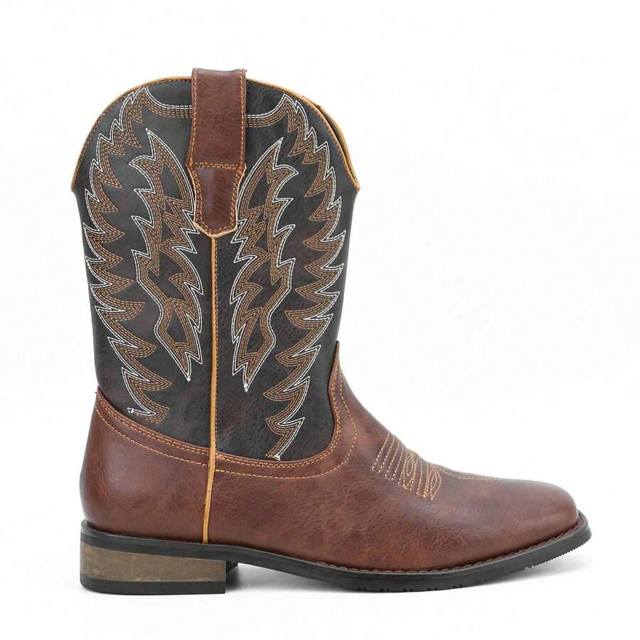 Botas de moda retro bordadas de alta cima para hombre estilo desierto occidental