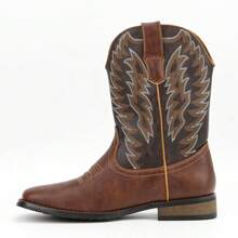 Botas de moda retro bordadas de alta cima para hombre estilo desierto occidental - Marrón 1 - Ver 4