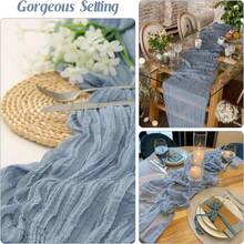 2 件白色雪纺桌布，浪漫波西米亚风透明奶酪布桌布，适合婚礼、派对、新娘送礼会