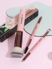 MAANGE 3/7pcs Makeup Brush Set, Includes 3 Makeup Brushes + 4 Accessories: Foundation Brush, Eyelash Brush, Eyeshadow Brush, Blending Brush, Eyebrow Brush, Makeup Brush Gift Set, Women Girls Travel Makeup Brush Beauty Tools - Watermelon Pink - View 4