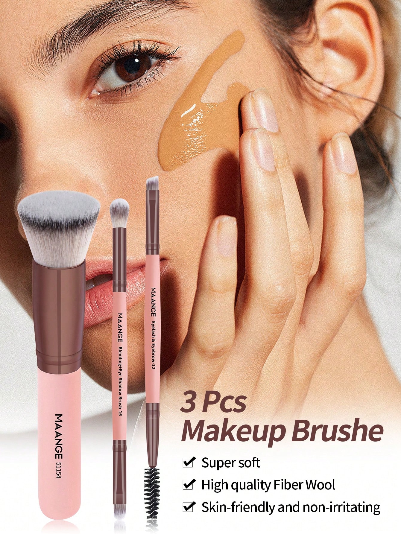 MAANGE 3/7 قطعة مجموعة فرش وجه احترافية مع حقيبة ح...