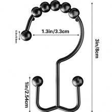 2pcs/12pcs Shower Curtain Rings, Double Hooks, Rust-Resistant Metal Double-Sided Shower Hooks, Bathroom Curtain Hooks, Silver/Black Home Bathroom Decor Fall Decor Bathroom Accessories - Multicolor - View 11