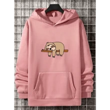 Men Hoodies - 淺粉色 - 查看 2