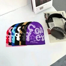 1 Miếng Của phụ nữ Y2K Phong cách Dệt hoa Mũ len Với Thiết kế chữ cái , Thích hợp Đối với Mặc hàng ngày - Nhiều màu - Xem 3