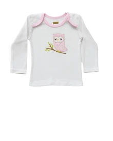 Conjunto De Camiseta Manga Larga Con Bordado de Búho y Pantalón Liso Color Rosa - Multicolor - Ver 2