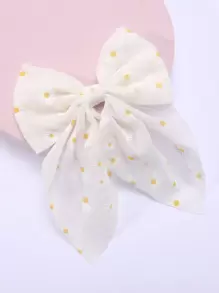 1pc Lovely Daisy Flower White Mesh Bow Hair Clip For Children - Multicolor - View 3