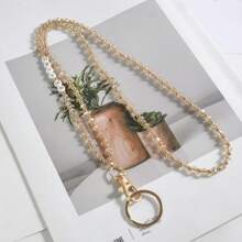 1 Piece Crystal Beads Work Id Lanyard Be Kind Letter Mobile Phone Chain Women's Cute Teacher Lanyard Key Chain Necklace Id Badge Glasses Mask Chain - Multicolor - View 15